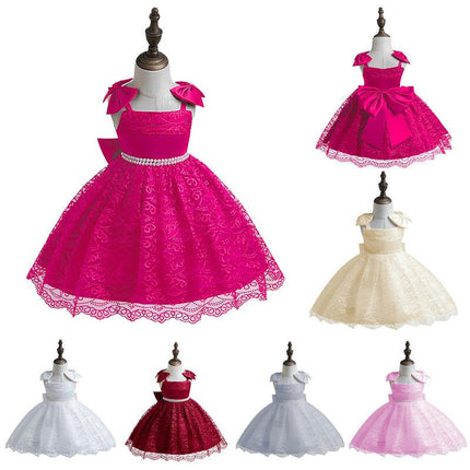 Princess Dress Sling Dress Bowknot Baby Weekend Birthday Wedding Children's Dresses