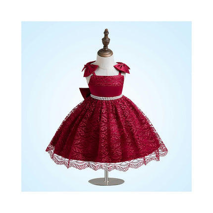 Princess Dress Sling Dress Bowknot Baby Weekend Birthday Wedding Children's Dresses