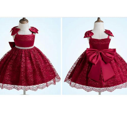 Princess Dress Sling Dress Bowknot Baby Weekend Birthday Wedding Children's Dresses