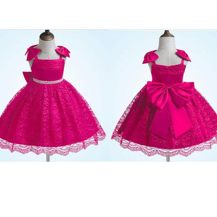 Princess Dress Sling Dress Bowknot Baby Weekend Birthday Wedding Children's Dresses