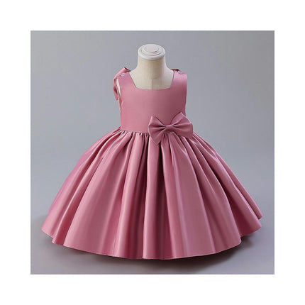 Flower Girl Dress for Wedding Sleeveless Satin Bowknot Tulle Tutu Birthday Party Prom Gown