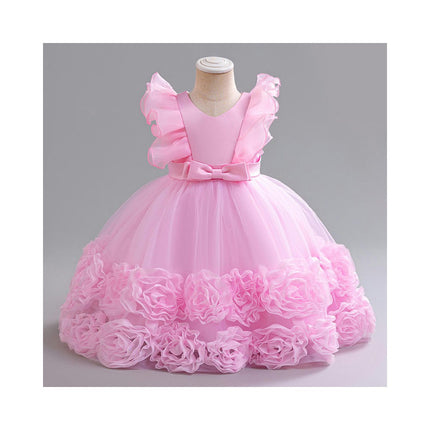 Baby Girl Lace Sleeve Wedding Celebration Dress Birthday Party Dress