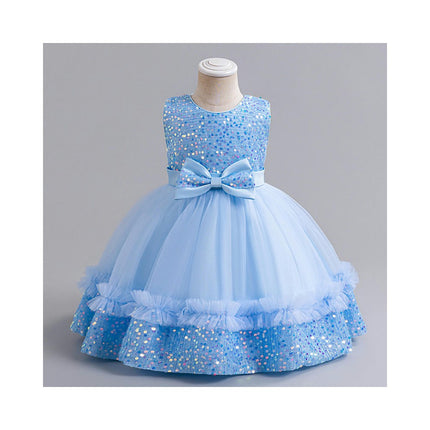 Girls Applique Birthday Party Princess Flower Dress Wedding Ball Gown-A2