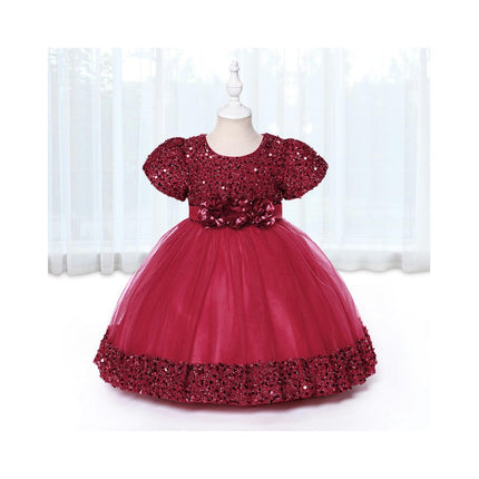 Baby Girl's Weekend Dress Princess Dress Flower Girl Wedding Sequins Mesh Puffy Skirt