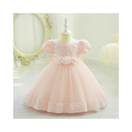 Baby Girl's Weekend Dress Princess Dress Flower Girl Wedding Sequins Mesh Puffy Skirt