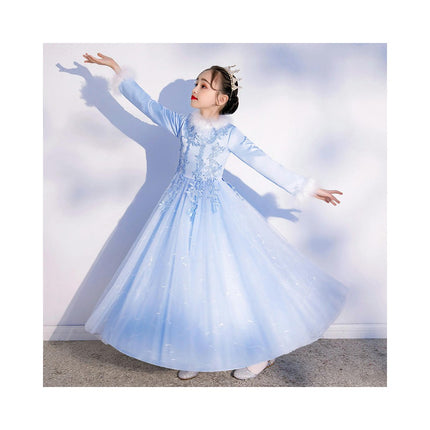 Girls Long Sleeve Gowns Princess Dresses Flower Girl Wedding Dresses Fall and Winter