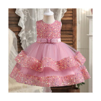 Baby Girls Floral Dress Birthday Princess Party Sequin Costume Children's Sleeveless Dress