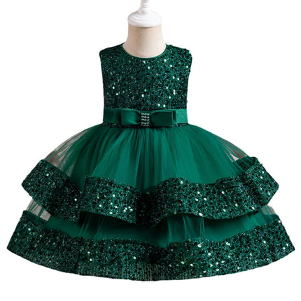 Baby Girls Floral Dress Birthday Princess Party Sequin Costume Children's Sleeveless Dress