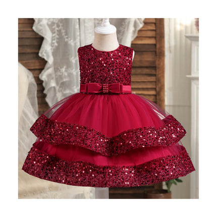 Baby Girls Floral Dress Birthday Princess Party Sequin Costume Children's Sleeveless Dress