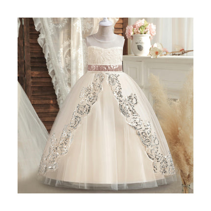 Girls Dress Sequin Lace Skirt Princess Dress Girl Birthday Ball Performance Costume