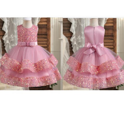 Baby Girls Floral Dress Birthday Princess Party Sequin Costume Children's Sleeveless Dress