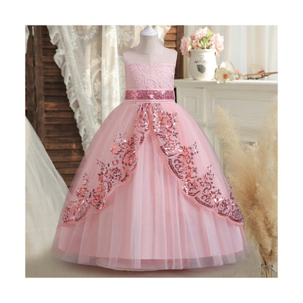 Girls Dress Sequin Lace Skirt Princess Dress Girl Birthday Ball Performance Costume