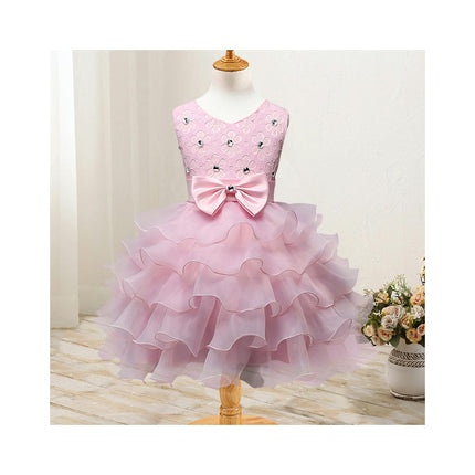 Girl Dress Kids Ruffles Lace Party Wedding Dresses Baby's First Birthday Dress