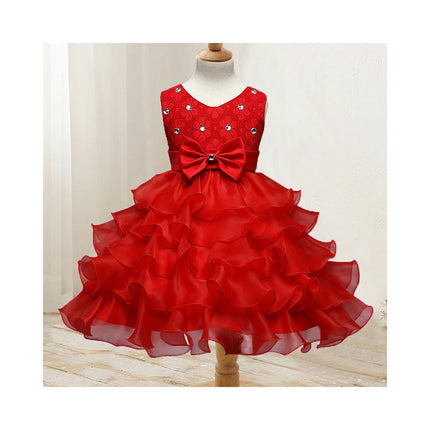 Girl Dress Kids Ruffles Lace Party Wedding Dresses Baby's First Birthday Dress