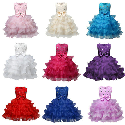 Girl Dress Kids Ruffles Lace Party Wedding Dresses Baby's First Birthday Dress