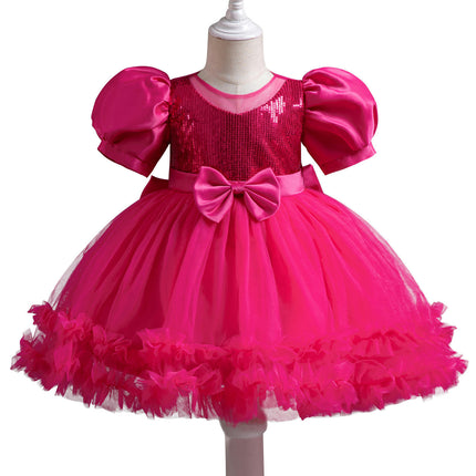 Puff Sleeve Bow Princess Dress - Children's First Birthday Dress