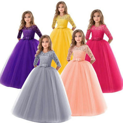 Girls Embroidery Prom Gowns Luxury Wedding Birthday Party Princess Long Dress