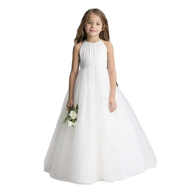 Flower Girls Tulle Chiffon Dresses Kids Wedding Party Pageant Ball Gowns