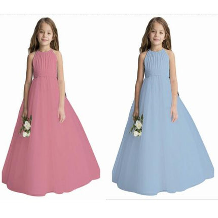 Flower Girls Tulle Chiffon Dresses Kids Wedding Party Pageant Ball Gowns