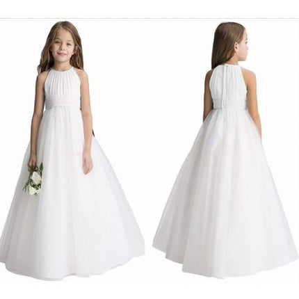 Flower Girls Tulle Chiffon Dresses Kids Wedding Party Pageant Ball Gowns