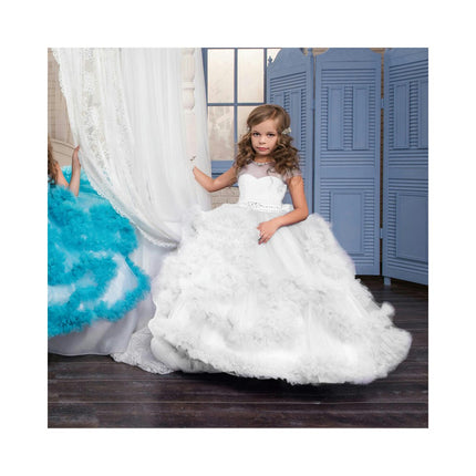 Stunning V-Back Luxury Pageant Tulle Ball Gowns for Girls 2-12 Year Old