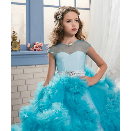 Stunning V-Back Luxury Pageant Tulle Ball Gowns for Girls 2-12 Year Old