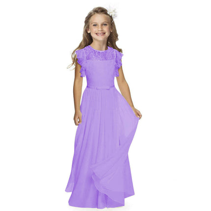 Big/Little Girls Lace Bridesmaid Dress Kids Wedding Pageant Party Maxi Dresses