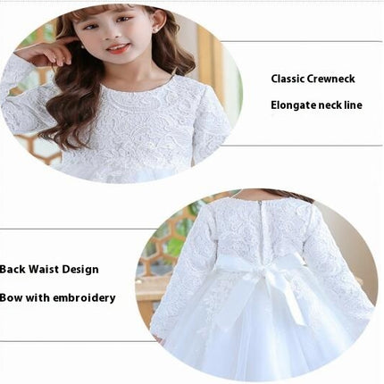 Girls Princess Dress Children Long Sleeve Dress Party Wedding Mesh Dress Autumn and Winter