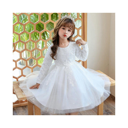 Girls Princess Dress Children Long Sleeve Dress Party Wedding Mesh Dress Autumn and Winter