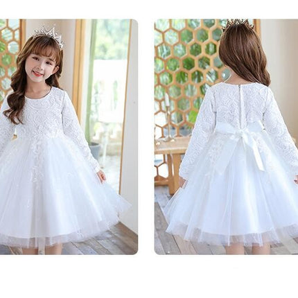 Girls Princess Dress Children Long Sleeve Dress Party Wedding Mesh Dress Autumn and Winter