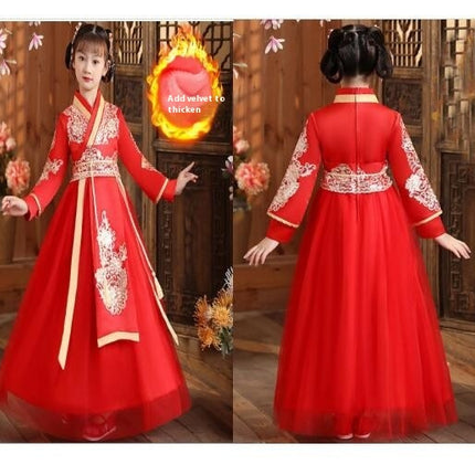 Children's Ancient Costume Hanfu-Autumn and Winter Little Girl Tang Suit New Year Skirt