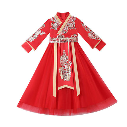 Children's Ancient Costume Hanfu-Autumn and Winter Little Girl Tang Suit New Year Skirt