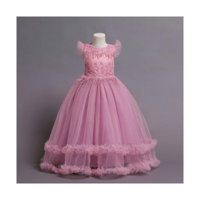 Girls Embroidered Mesh Princess Dresses Middle and Big Kids Long Prom Party Dresses