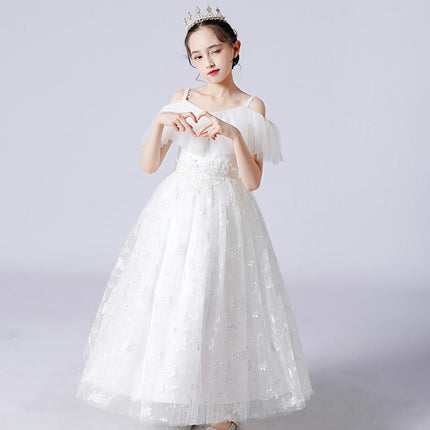 Children's Mesh Gowns Princess Dresses Flower Girl Party Prom Embroidered Dresses