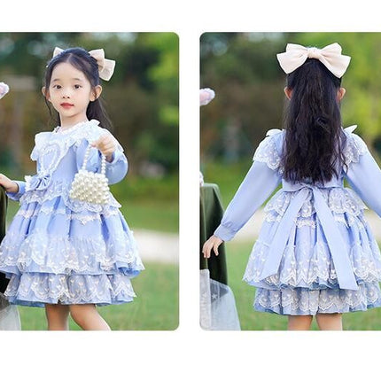 Girls Cute Princess Dress-Children's Long Sleeve Lace Dress Autumn