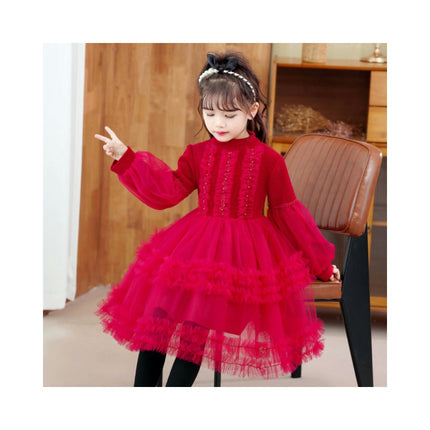 Baby Girl Knitted Sweater Dress Toddler Long Sleeve Princess Party Autumn and Winter Warm Clothing