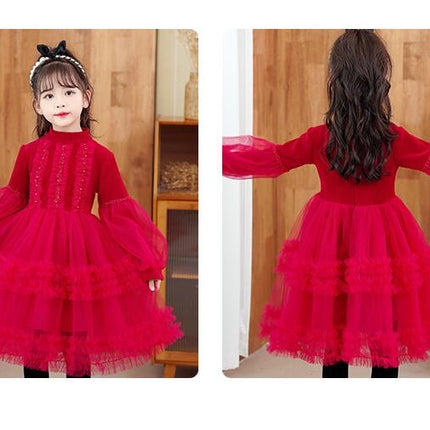 Baby Girl Knitted Sweater Dress Toddler Long Sleeve Princess Party Autumn and Winter Warm Clothing