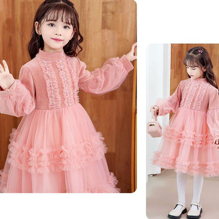 Baby Girl Knitted Sweater Dress Toddler Long Sleeve Princess Party Autumn and Winter Warm Clothing