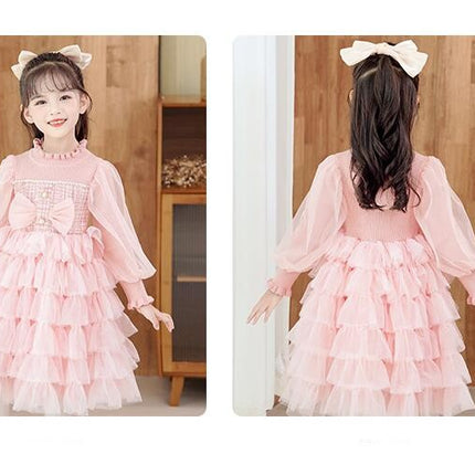 Girls Princess Dress Sweet Super Fairy Dress Children's Dress Cake Sweater Dress Autumn and Winter