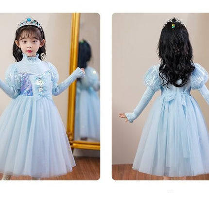 Girls Long Sleeve Knitted Mesh Dress - Bowknot Padded Dress Winter