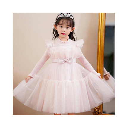 Baby Girls Long Sleeve Princess Skirt Plush Sweater Dress Winter Dress