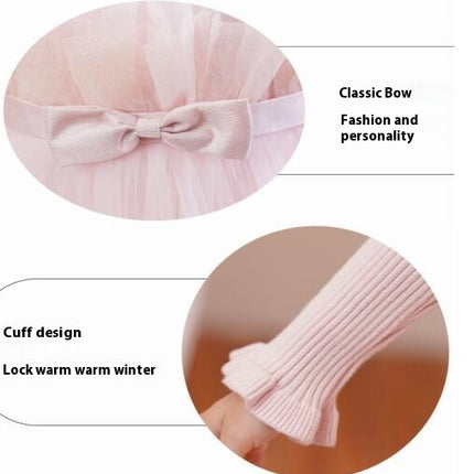 Baby Girls Long Sleeve Princess Skirt Plush Sweater Dress Winter Dress