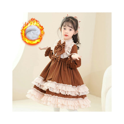 Baby Girl Long Sleeve Striped Princess Dress Children's Bowknot Dress Fall and Winter