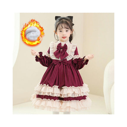 Baby Girl Long Sleeve Striped Princess Dress Children's Bowknot Dress Fall and Winter