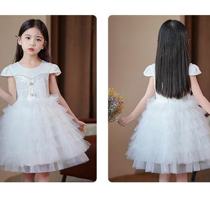 Girls Short Sleeve Dress Summer Princess Dress Birthday Party Cake Dress