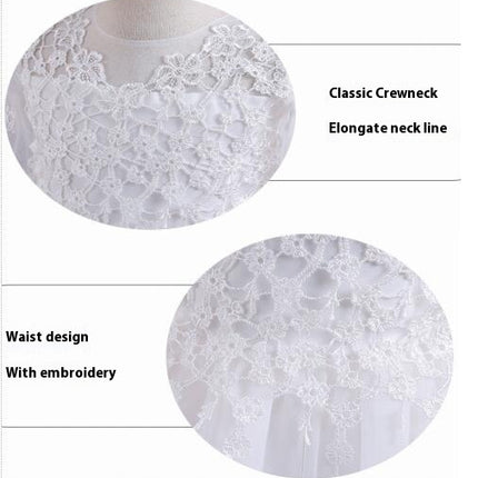 Midi Sleeve Mesh Embroidered Gowns Princess Dresses Flower Girl Party Prom Dresses