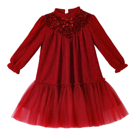 Baby Girl Velvet Dress-Autumn and Winter Party Evening Mesh Dress