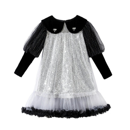 Baby Girls Long Sleeve Princess Dress Super Sequins Party Evening Dress Autumn Winter