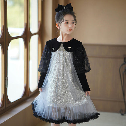 Baby Girls Long Sleeve Princess Dress Super Sequins Party Evening Dress Autumn Winter