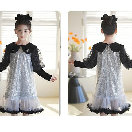 Baby Girls Long Sleeve Princess Dress Super Sequins Party Evening Dress Autumn Winter